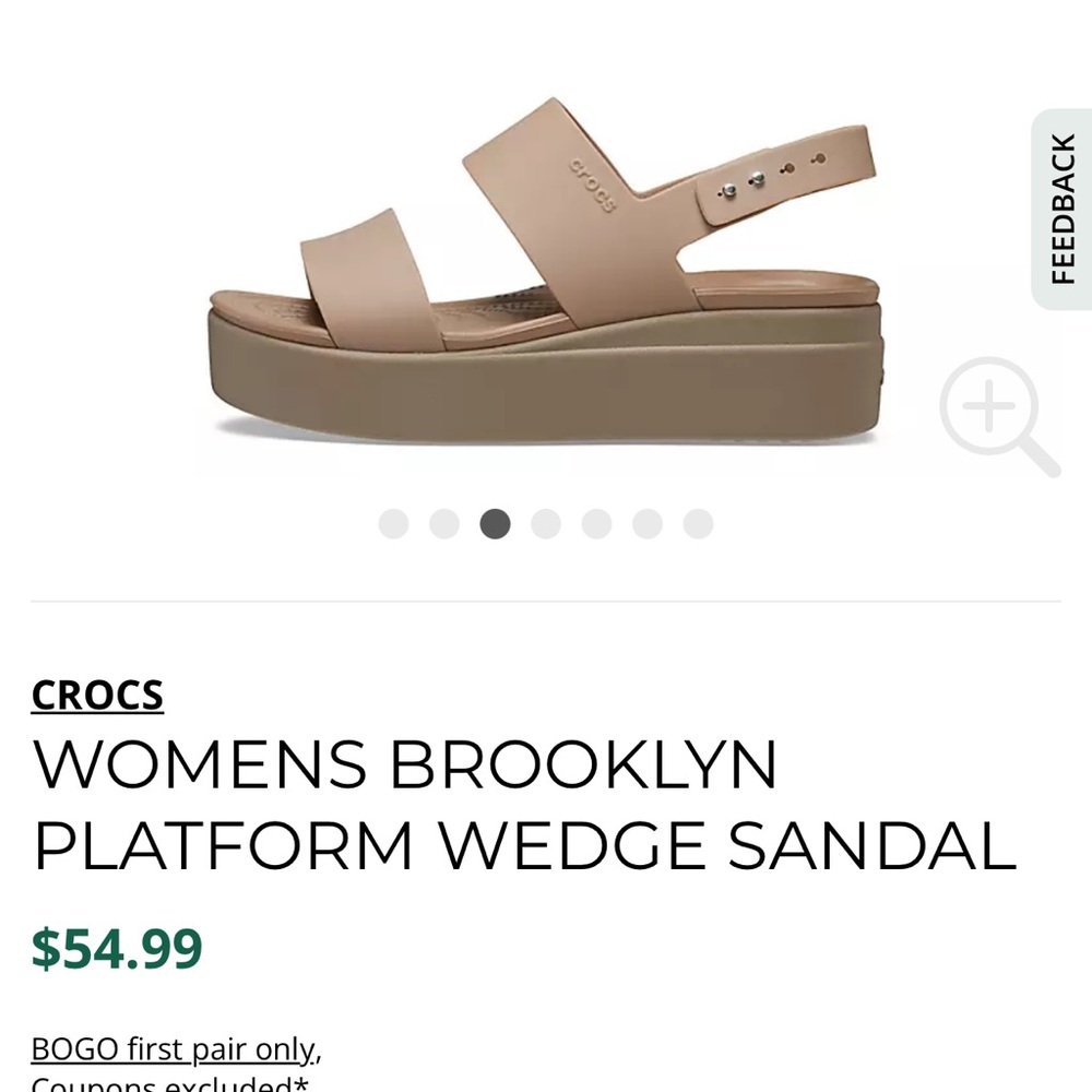Crocs Brooklyn wedge
Very comfortable, stylish sandals
Dress up or casual wear